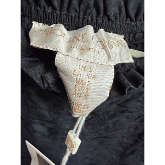 Caroline Constas Black Smocked Midi Dress women's Classic Casual Wardrobe Sz S - Picture 10 of 14